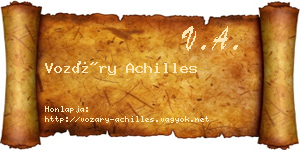 Vozáry Achilles névjegykártya